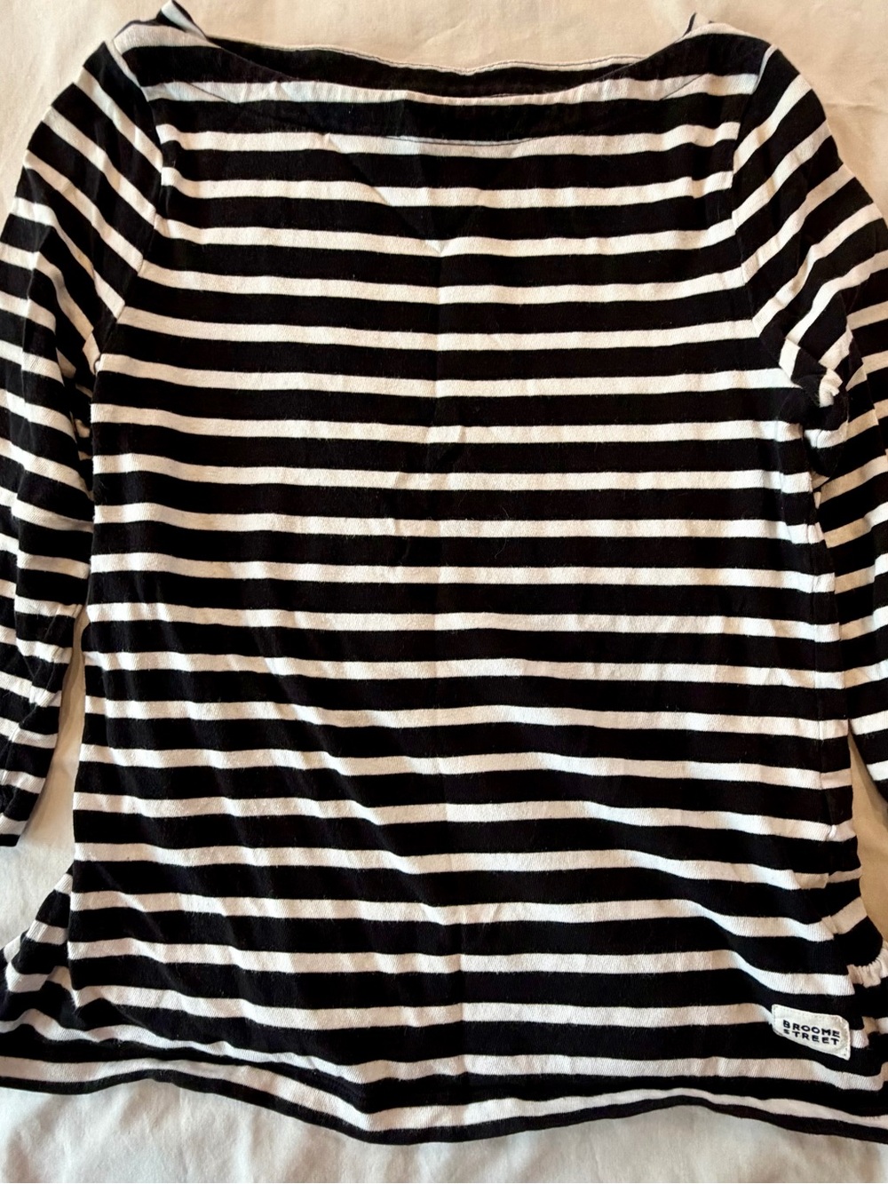 Black and White Striped Women’s Boatneck Top